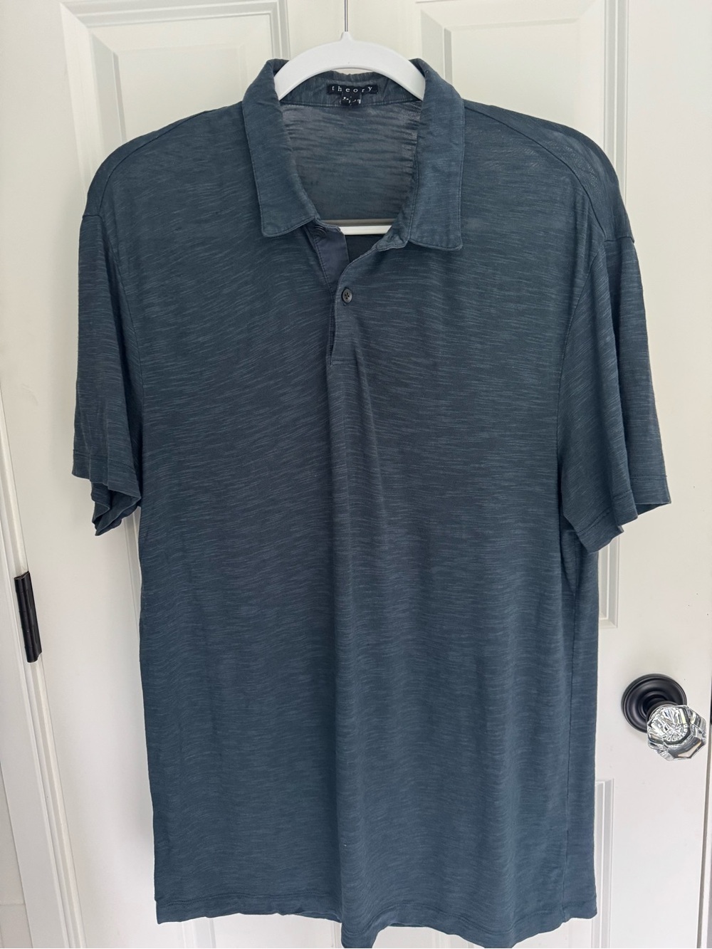 Theory Men's Short-Sleeve Polo in Slate size L